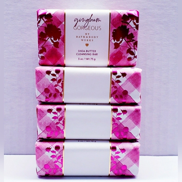 Bath & Body Works GINGHAM GORGEOUS Shea Butter Cleansing Bar Soap, 5 oz (4 pack) - Picture 1 of 4